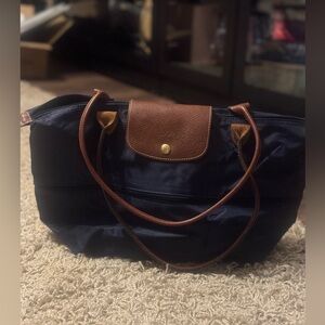 Longchamp Le Pliage expandable tote bag in Navy blue nylon